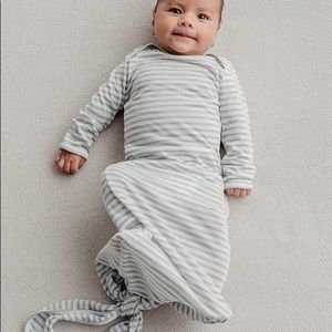 Striped Grey and White Solly Baby Knotted Gown